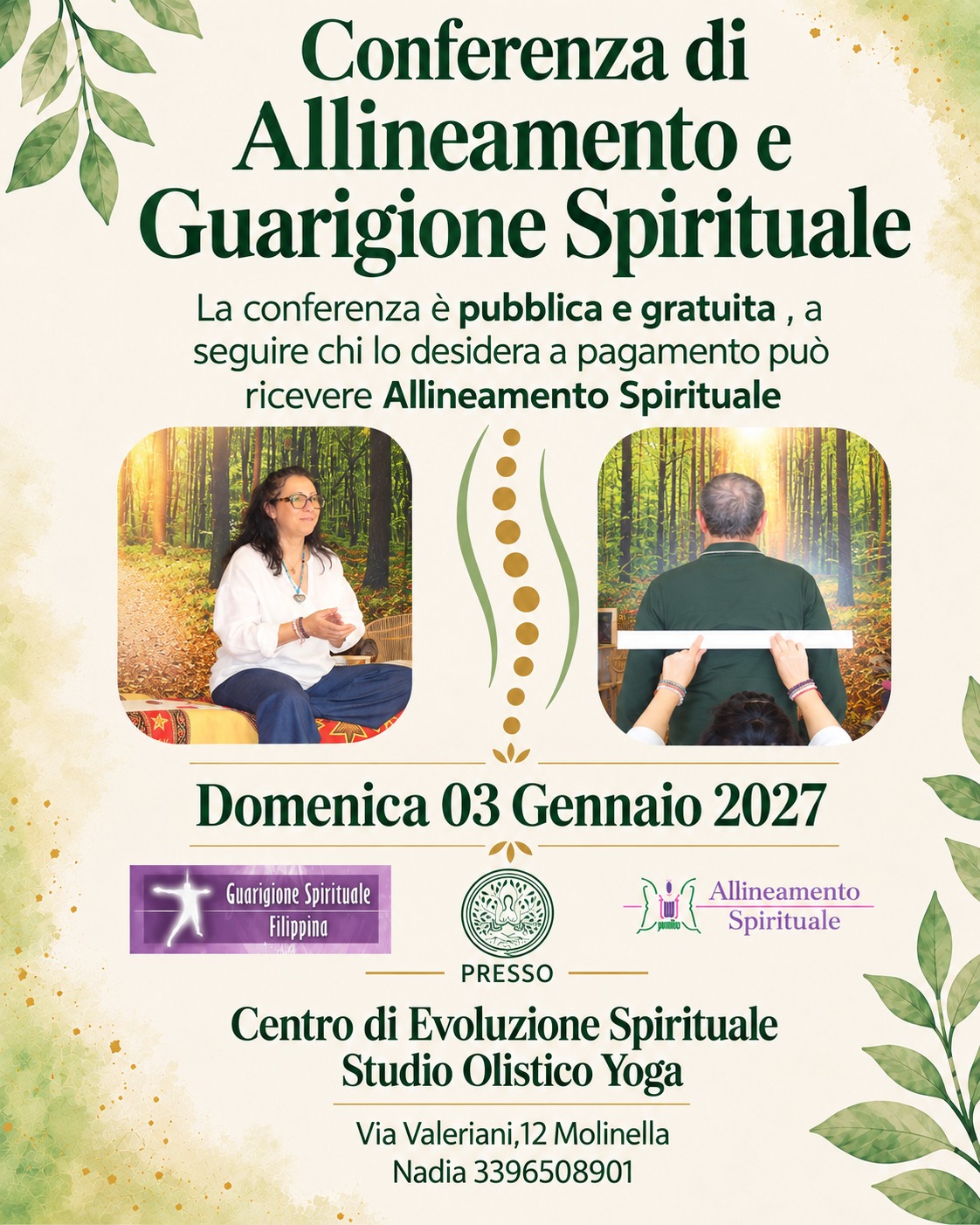 Locandina Conferenza di Allineamento e Guarigione Spirituale, 3 gennaio 2027
